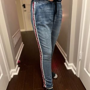 Nostalgia Joggers with red/white/ side stripe